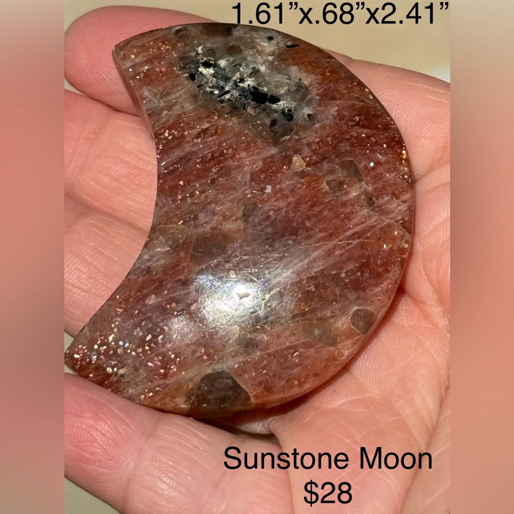 Sunstone Crescent- Warm Reddish/Peach Color with lots of Sparkle